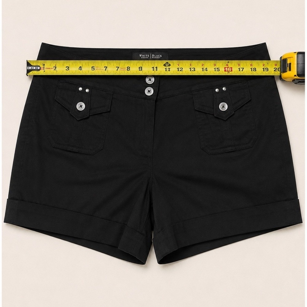 White House Black Market Black Utility Cuffed Shorts Size 12 Cargo Pockets - Picture 2 of 6